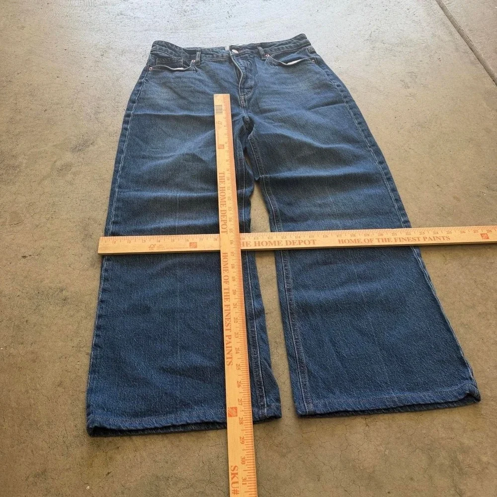 32x28 Blue Baggy Bootcut Flared Wide Leg Jeans Y2K Grunge 2000s Vintage